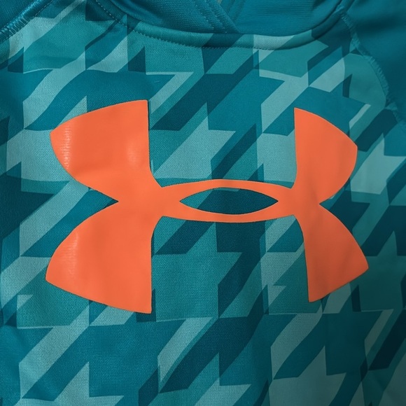 Boys Under Armour Active Hoodie Storm Sweatshirt, Youth Small Teal/Orange - Picture 2 of 7